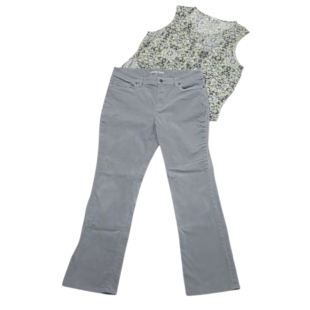 Land's End Demi Bootcut Corduroys Mid Waist Rise Pants Textured Cozy Retro Flare